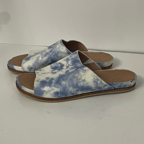 J. Jill Maya Leather Blue & White Cloudlike Pattern Upper w/ Foam Insole Slides - Picture 12 of 15